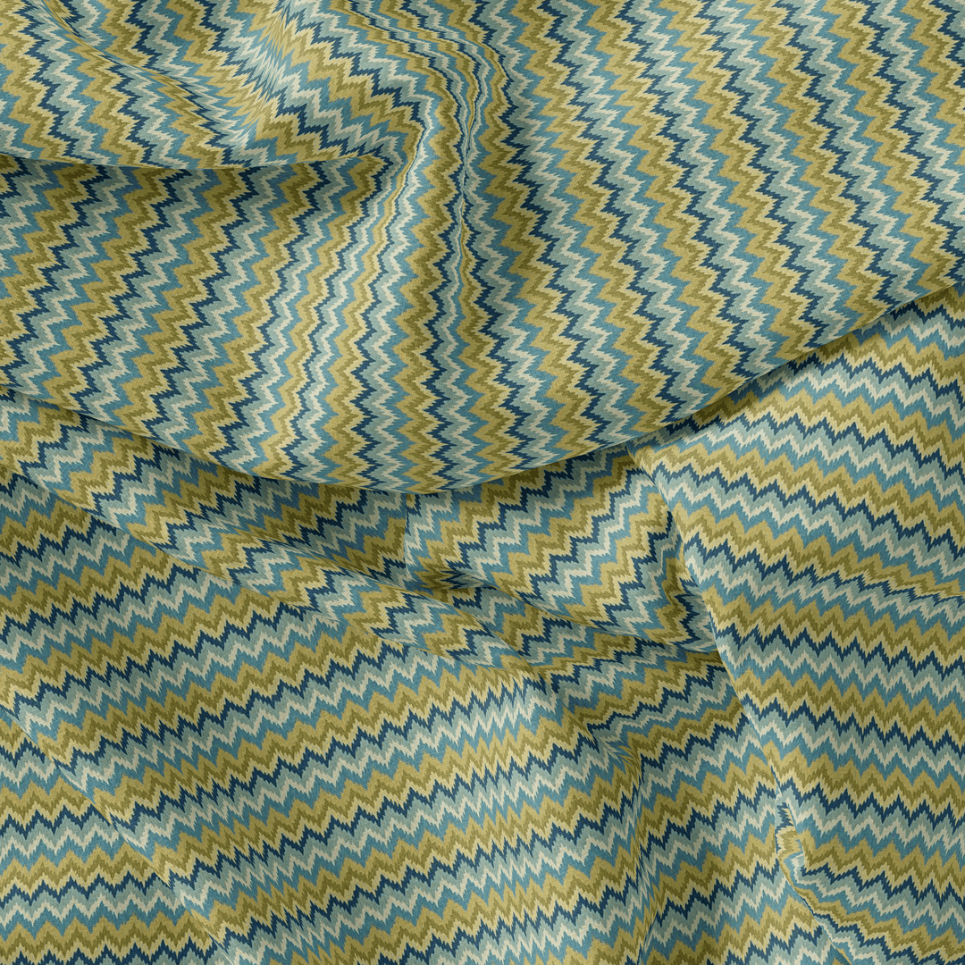 Morden Multicolour Glitch Zigzag Digital Printed Fabric - Pure Cotton - FAB VOGUE Studio®