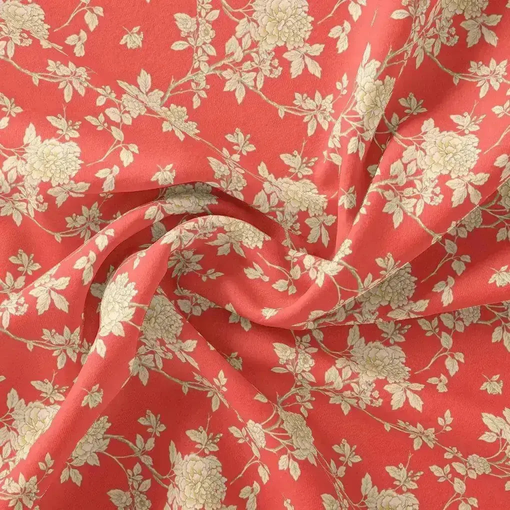 Flower Bunch On Dreamy Orange Digital Printed Fabric  - Pure Cotton – pco 0 ma03131p3 108 flower bunch on dreamy orange digital printed fabric pure cotton 1