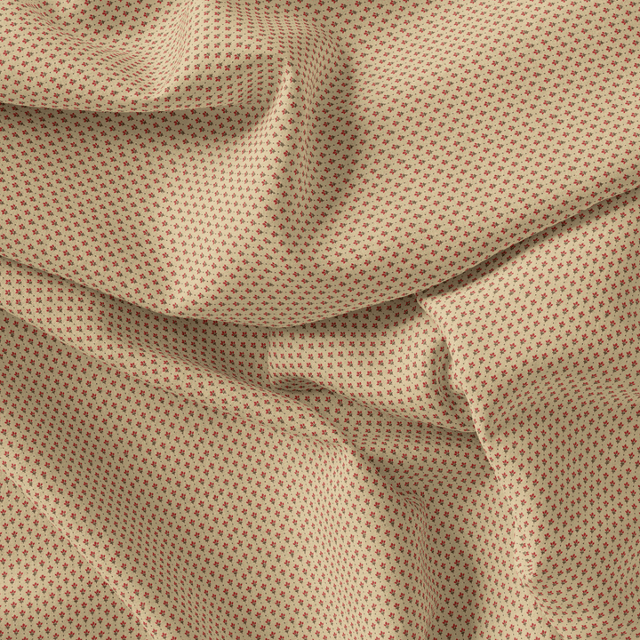 Tiny Red Elliptic Leaves Seamless Repeat Digital Printed Fabric - Pure Cotton - FAB VOGUE Studio®