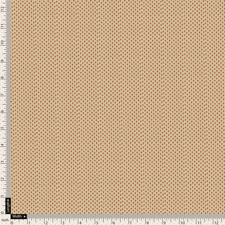 Tiny Red Elliptic Leaves Seamless Repeat Digital Printed Fabric - Pure Cotton - FAB VOGUE Studio®