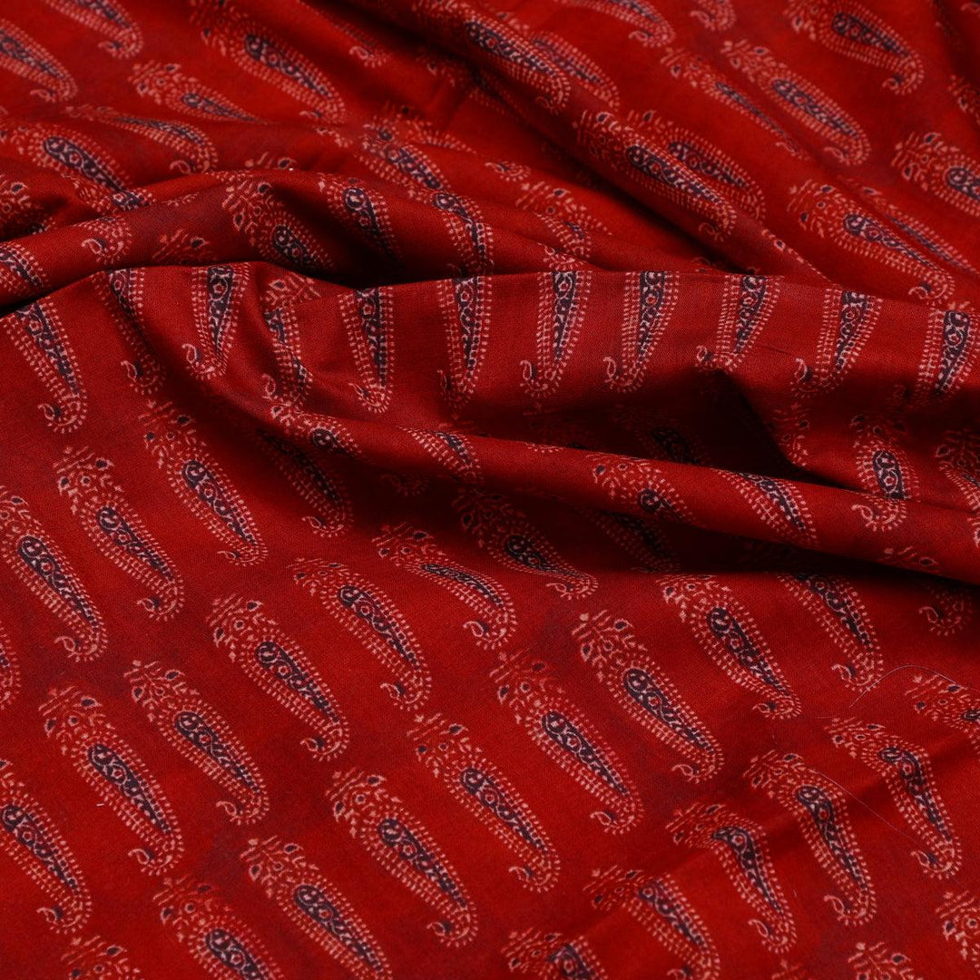 Red Paisley Digital Printed Fabric - Pure Cotton - FAB VOGUE Studio®