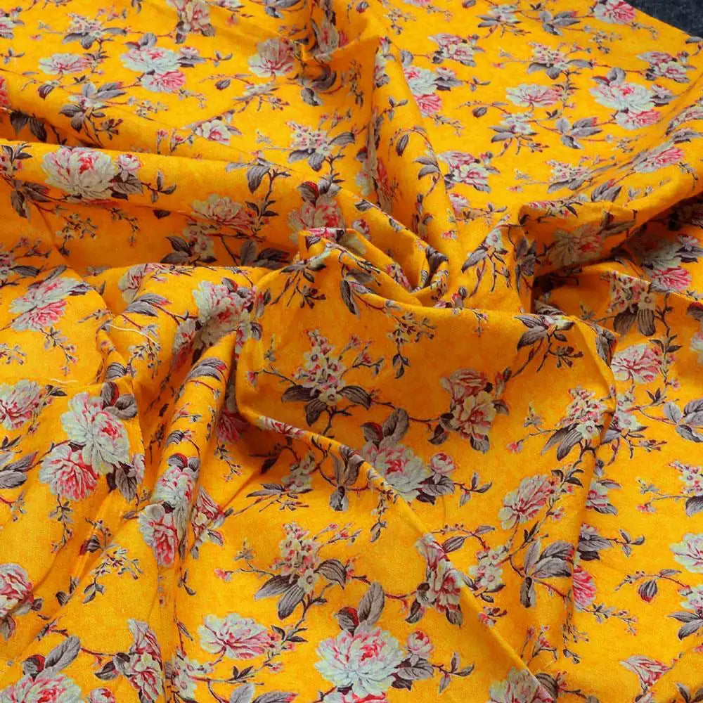Yellow Calico Pure Cotton Printed Fabric Material – pco 0 ma05141 108 yellow calico pure cotton printed fabric material 1