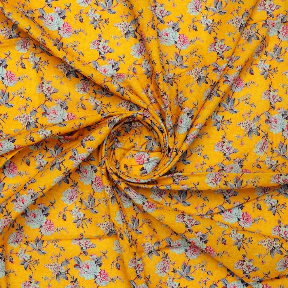 Yellow Calico Pure Cotton Printed Fabric Material – pco 0 ma05141 108 yellow calico pure cotton printed fabric material 2