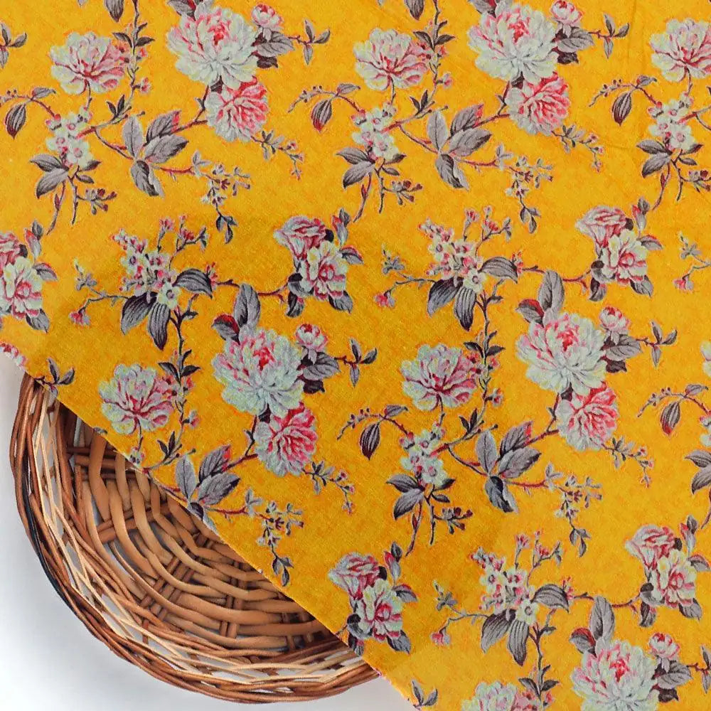 Yellow Calico Pure Cotton Printed Fabric Material – pco 0 ma05141 108 yellow calico pure cotton printed fabric material 3