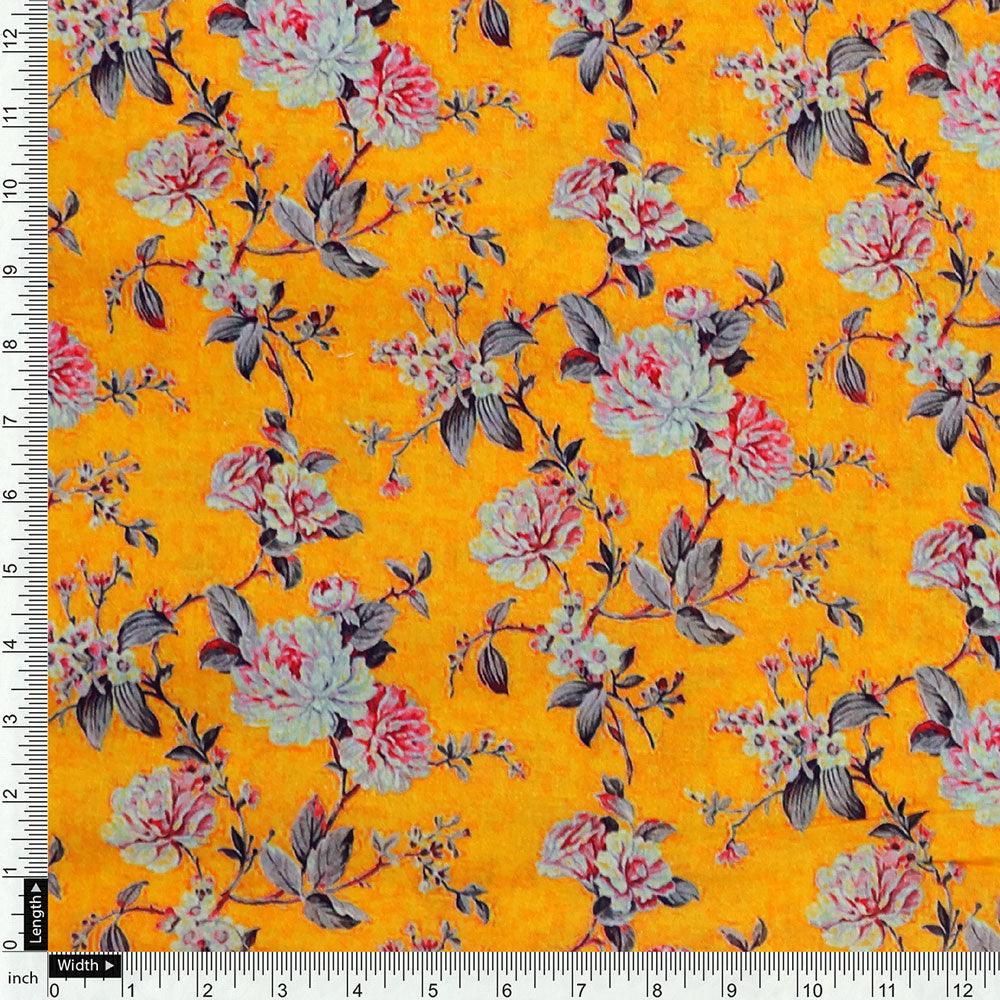 Yellow Calico Pure Cotton Printed Fabric Material - FAB VOGUE Studio®