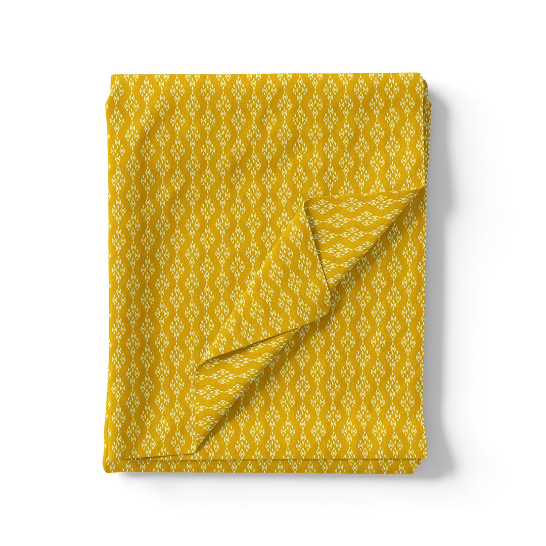New Yellow Art Houndstooth Digital Printed Fabric - Pure Cotton - FAB VOGUE Studio®
