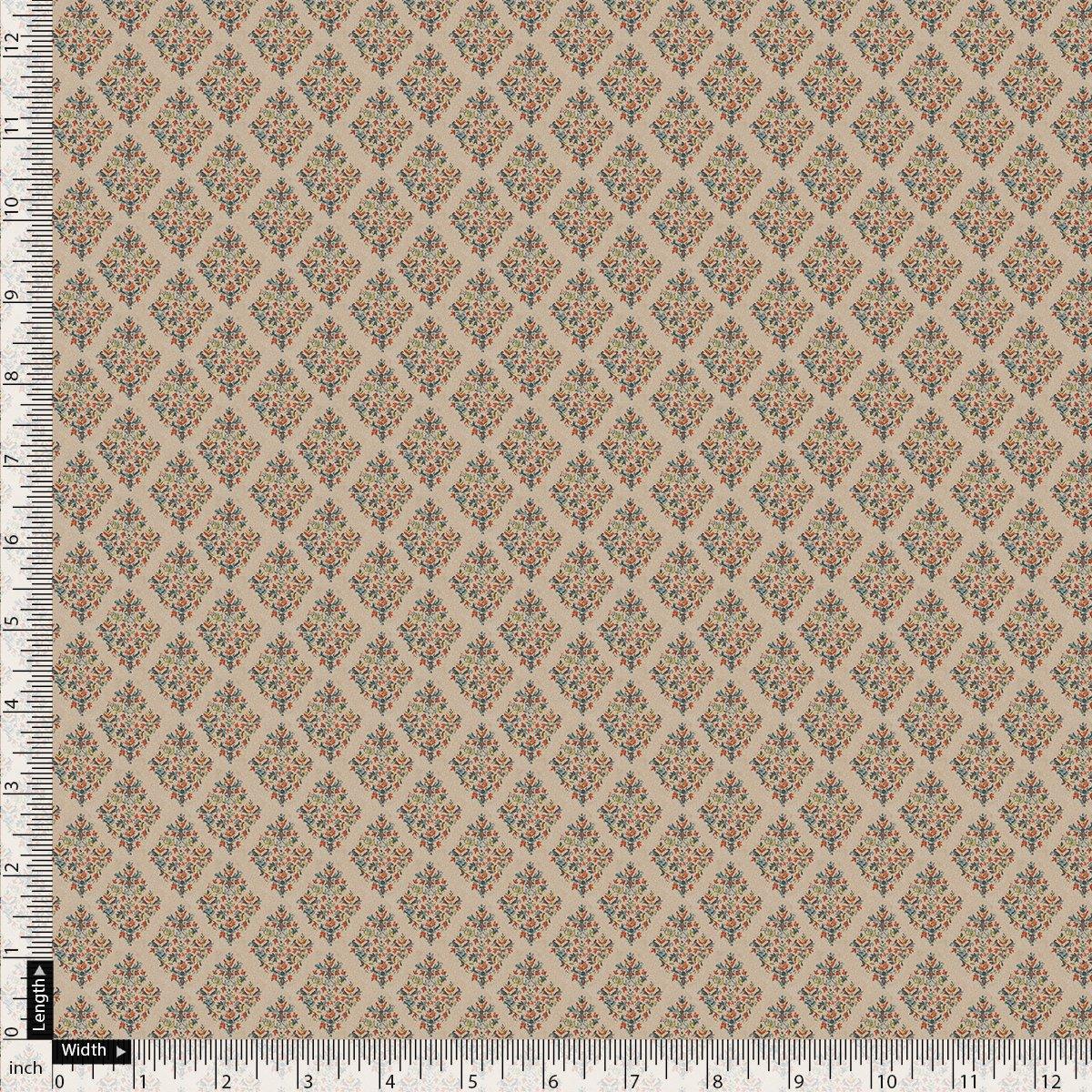 Tiny Leaves Triangle Shapes Digital Printed Fabric - Cotton - FAB VOGUE Studio®
