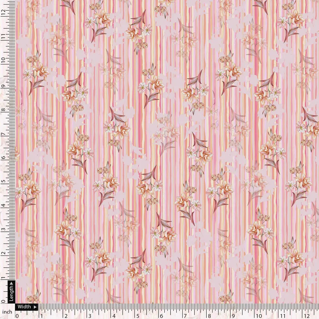Pink Flower Leaves With Strips Digital Printed Fabric - Pure Cotton – pco 0 ma06460 108 pink flower leaves with strips digital printed fabric pure cotton 5