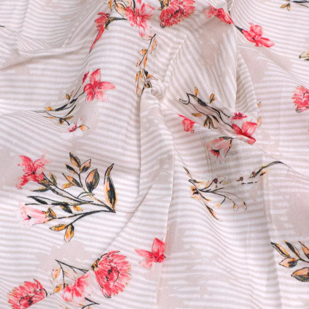 Pink Botanical Flower With Leaves Digital Printed Fabric - Pure Cotton – pco 0 ma06481 108 pink botanical flower with leaves digital printed fabric pure cotton 3