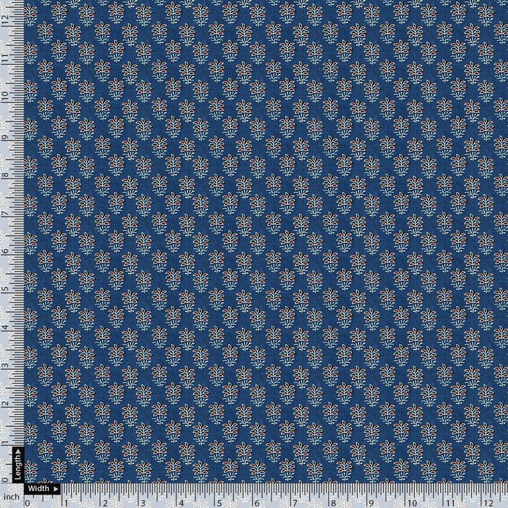 Lovely Blue Port Tree Leaves Digital Printed Fabric - Cotton - FAB VOGUE Studio®