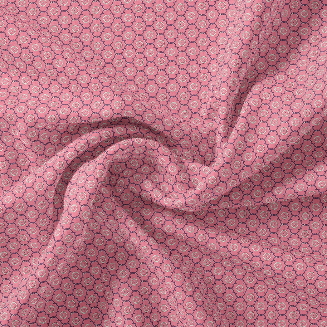 Hot Pink Summer Quatrefoil Digital Printed Fabric - Pure Cotton - FAB VOGUE Studio®