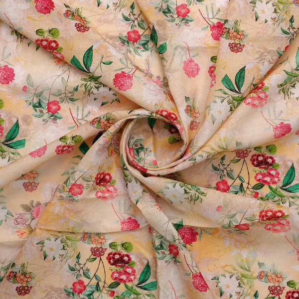 White Lily With Cherry Blossom Floral Flower Digital Printed Fabric - Pure Cotton – pco 0 ma08613 108 white lily with cherry blossom floral flower digital printed fabric pure cotton 1