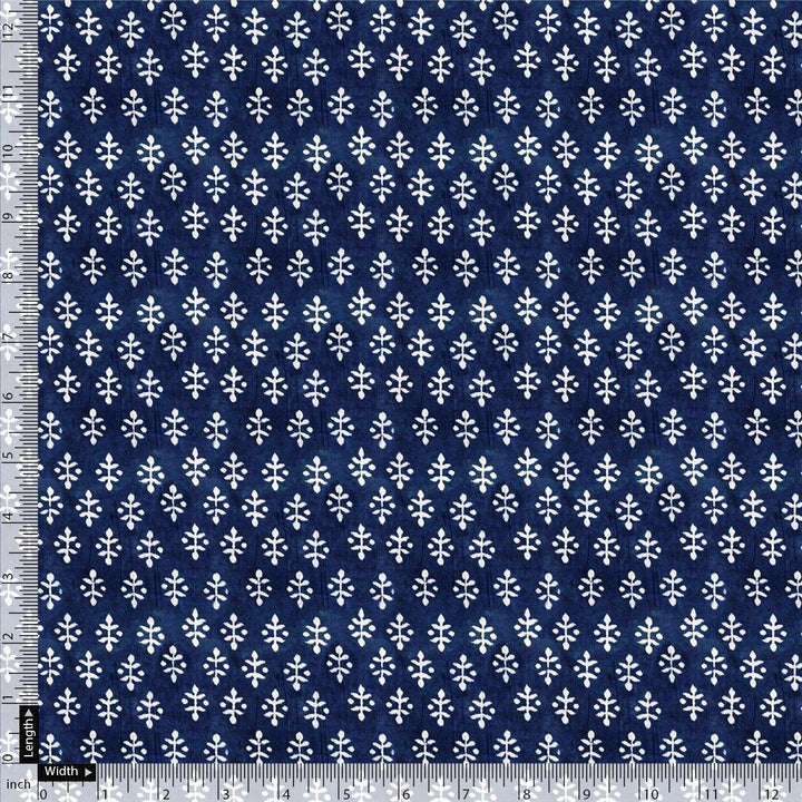Beautiful Tiny Blue Plants Digital Printed Fabric - Cotton - FAB VOGUE Studio®