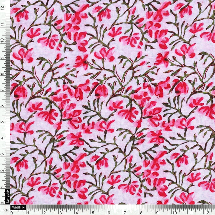 Pink Floral Ditzy Pattern Digital Printed Fabric - FAB VOGUE Studio®