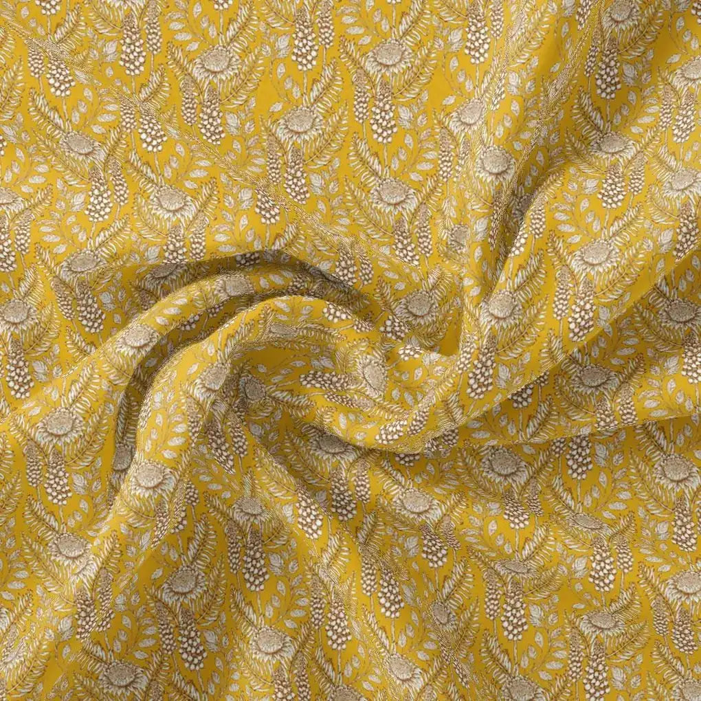 Silver Baroque Flower With Yellow Background Digital Printed Fabric - Pure Cotton – pco 0 ma3504 108 silver baroque flower with yellow background digital printed fabric pure cotton 1