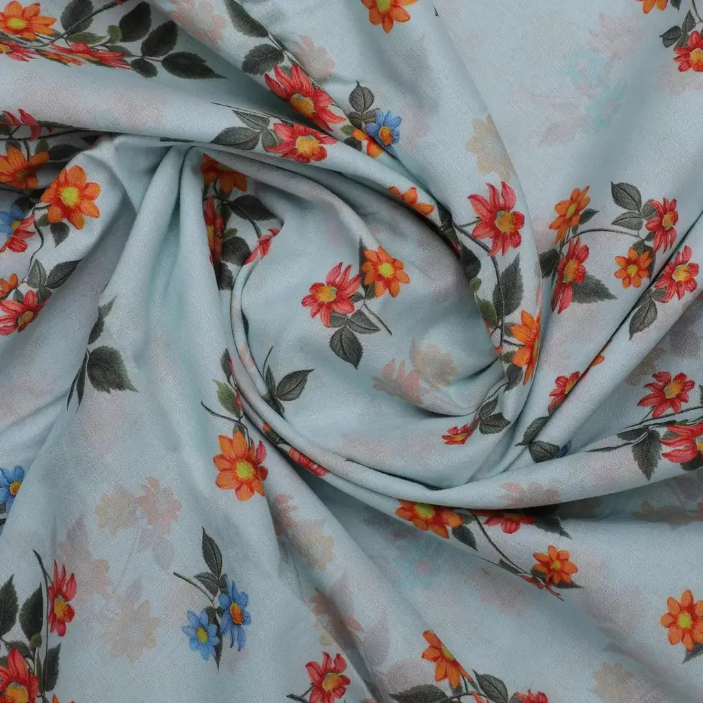 Floating Yellow Sunflower With Green Leaves Digital Printed Fabric - Pure Cotton – pco 0 ta 05696 108 floating yellow sunflower with green leaves digital printed fabric pure cotton 1