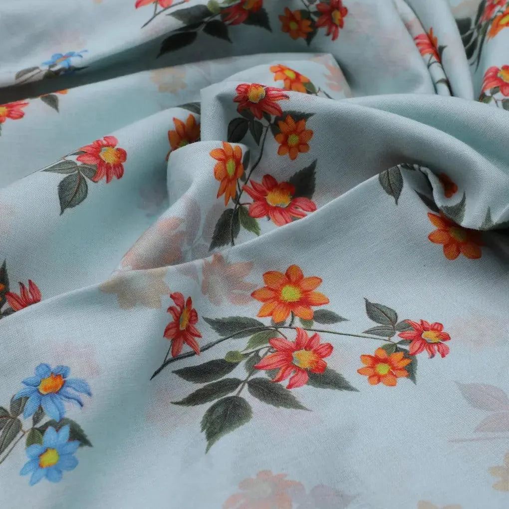 Floating Yellow Sunflower With Green Leaves Digital Printed Fabric - Pure Cotton – pco 0 ta 05696 108 floating yellow sunflower with green leaves digital printed fabric pure cotton 3