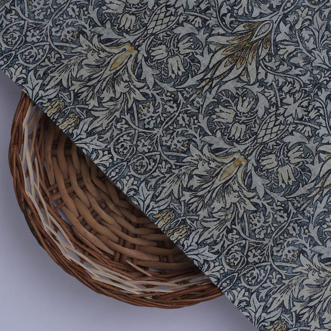 Damask Patterns On Yukon Gold Digital Printed Fabric - Pure Cotton - FAB VOGUE Studio®