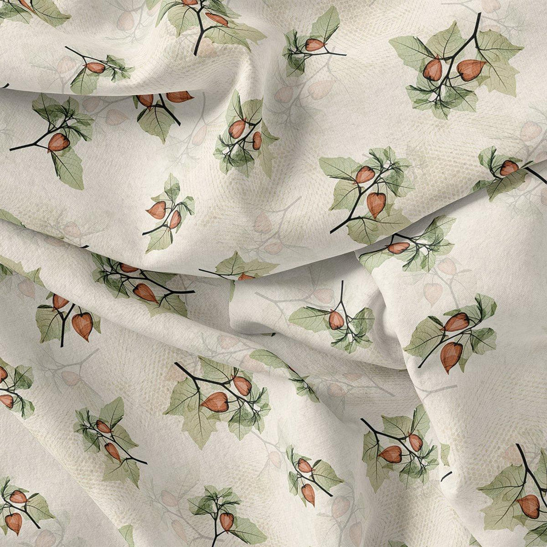 Colico Bunch Green With Orange Seads Digital Printed Fabric - Pure Cotton - FAB VOGUE Studio®