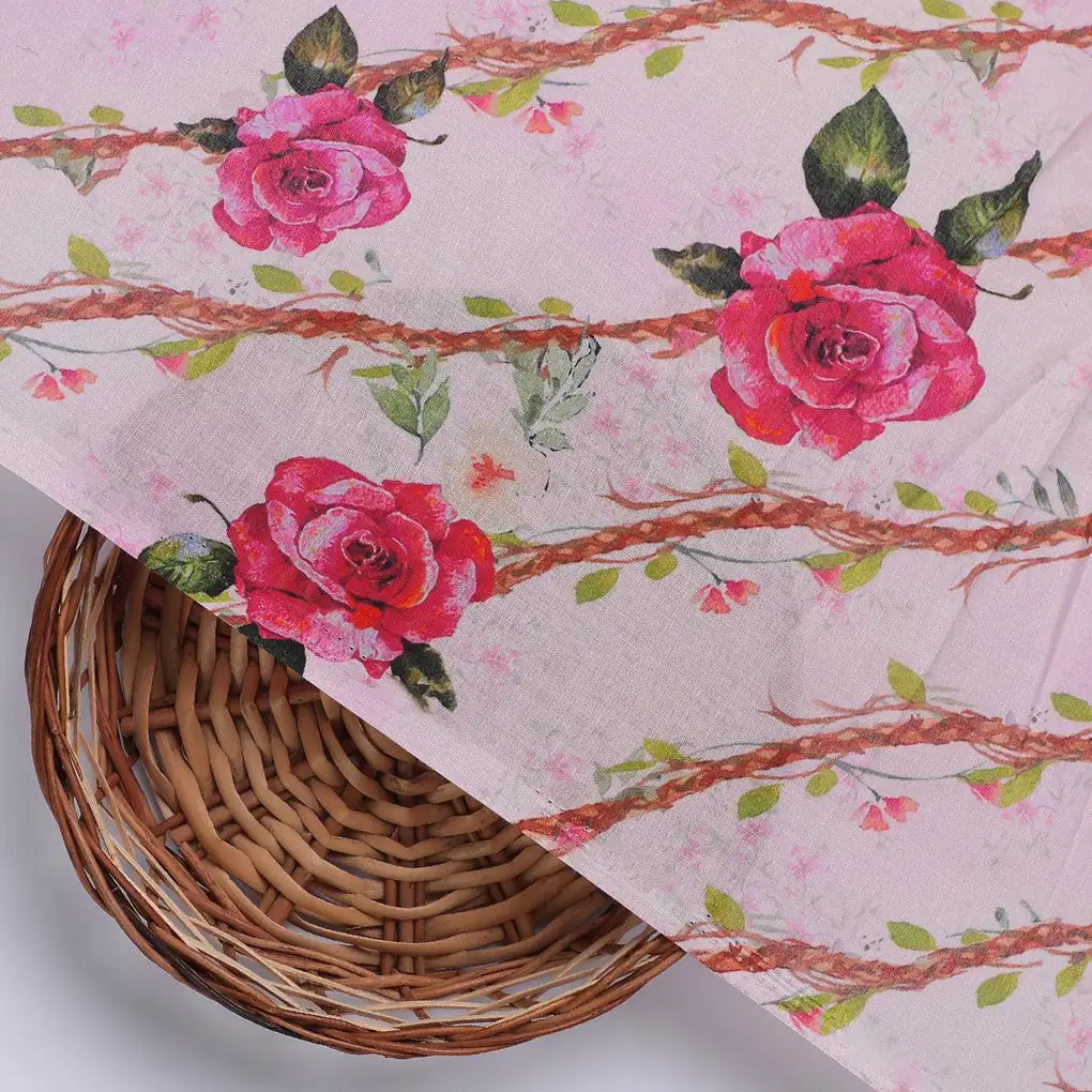 Autumnal Red Roses With Leaves Digital Printed Fabric - Pure Cotton – pco 0 ta 06478 108 autumnal red roses with leaves digital printed fabric pure cotton 2