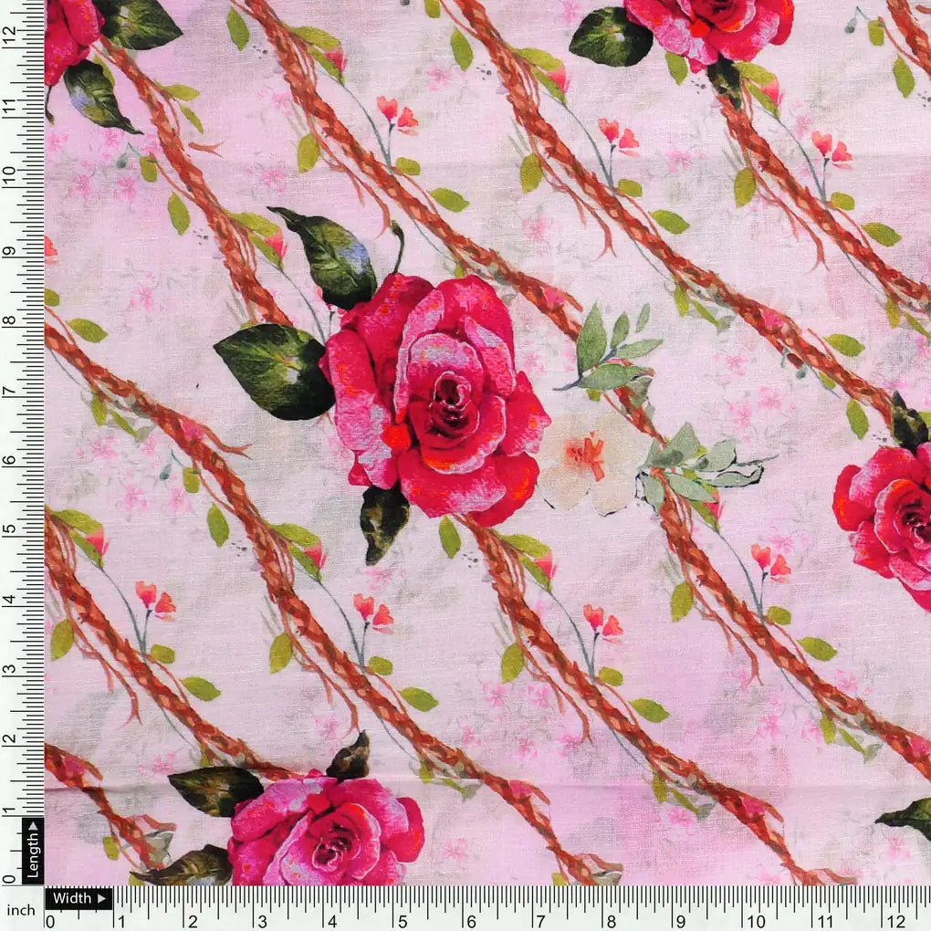 Autumnal Red Roses With Leaves Digital Printed Fabric - Pure Cotton – pco 0 ta 06478 108 autumnal red roses with leaves digital printed fabric pure cotton 4