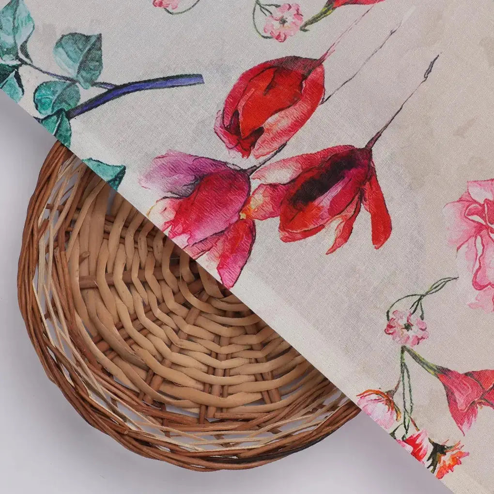 Beautiful Ditsy Red Rose With Lavender Rose  - Pure Cotton – pco 0 ta 06540 108 beautiful ditsy red rose with lavender rose pure cotton 2