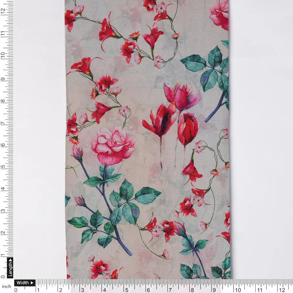 Beautiful Ditsy Red Rose With Lavender Rose  - Pure Cotton – pco 0 ta 06540 108 beautiful ditsy red rose with lavender rose pure cotton 4