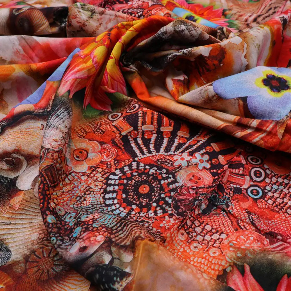 Shells And Flowers Digital Printed Fabric - Pure Cotton – pco 0 ta0020 108 shells and flowers digital printed fabric pure cotton 1