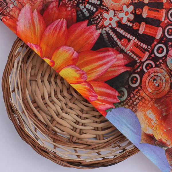 Shells And Flowers Digital Printed Fabric - Pure Cotton – pco 0 ta0020 108 shells and flowers digital printed fabric pure cotton 2 - alternate view