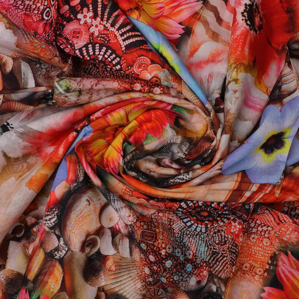 Shells And Flowers Digital Printed Fabric - Pure Cotton – pco 0 ta0020 108 shells and flowers digital printed fabric pure cotton 3