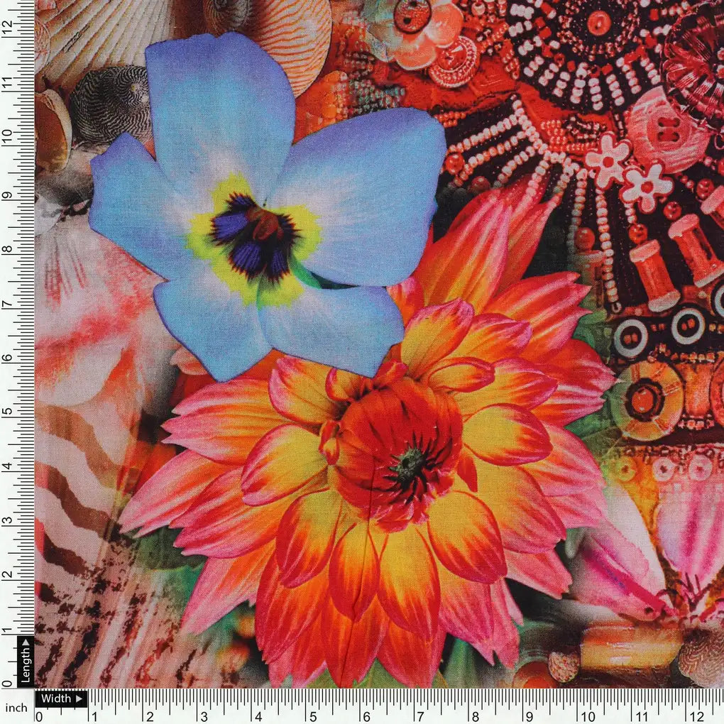 Shells And Flowers Digital Printed Fabric - Pure Cotton – pco 0 ta0020 108 shells and flowers digital printed fabric pure cotton 4