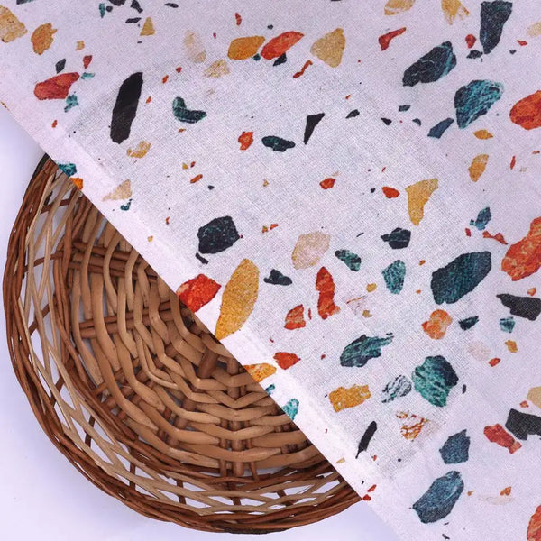 White Galay Stones Digital Printed Fabric - Pure Cotton – pco 0 ta0063 108 white galay stones digital printed fabric pure cotton 2 - alternate view