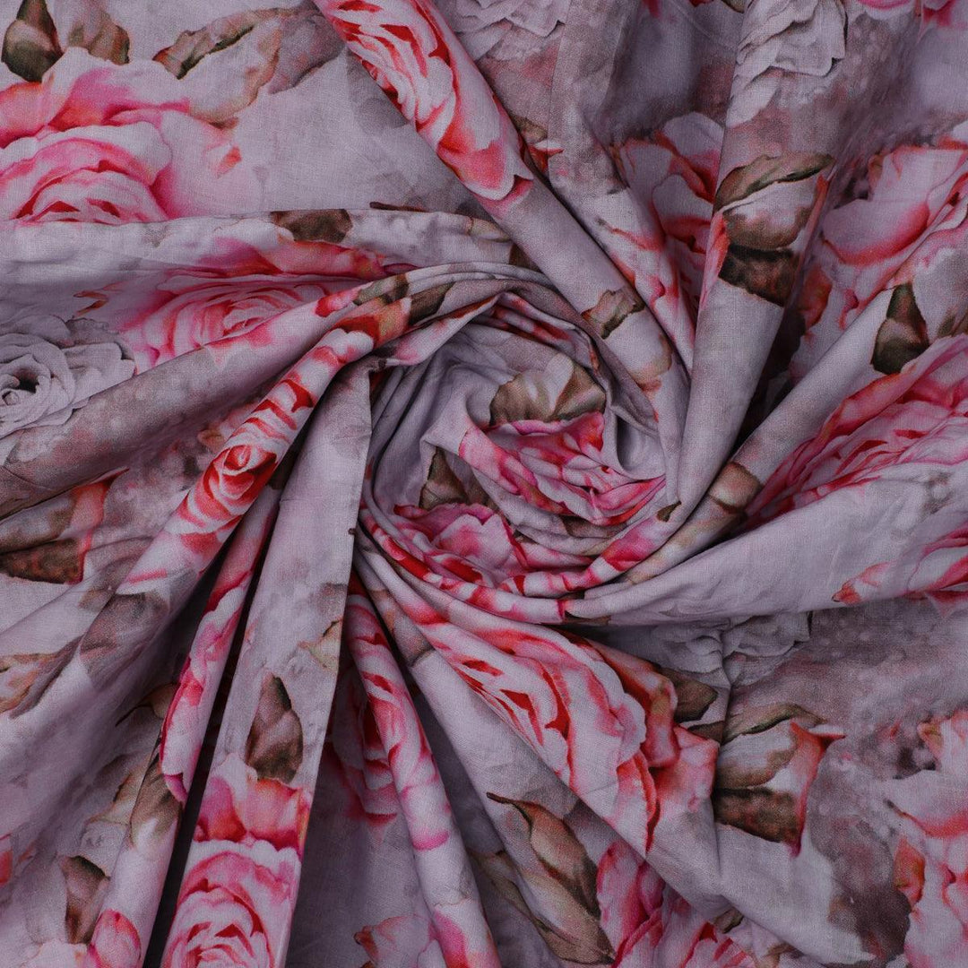 Rosegold Flower Digital Printed Fabric - FAB VOGUE Studio®