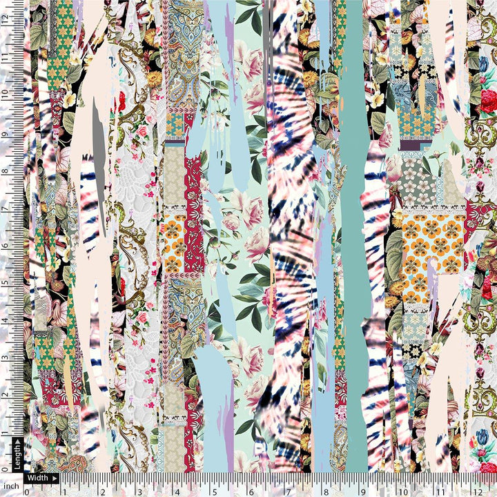 Watercolour Paint Art With Pattern Digital Printed Fabric - Cotton - FAB VOGUE Studio®