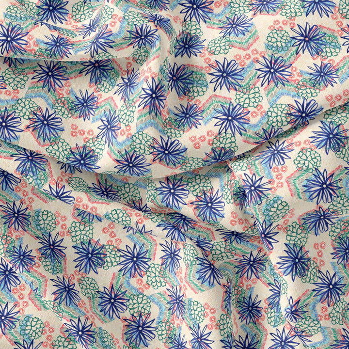Morden Lily Floral Flower Digital Printed Fabric - Cotton - FAB VOGUE Studio®