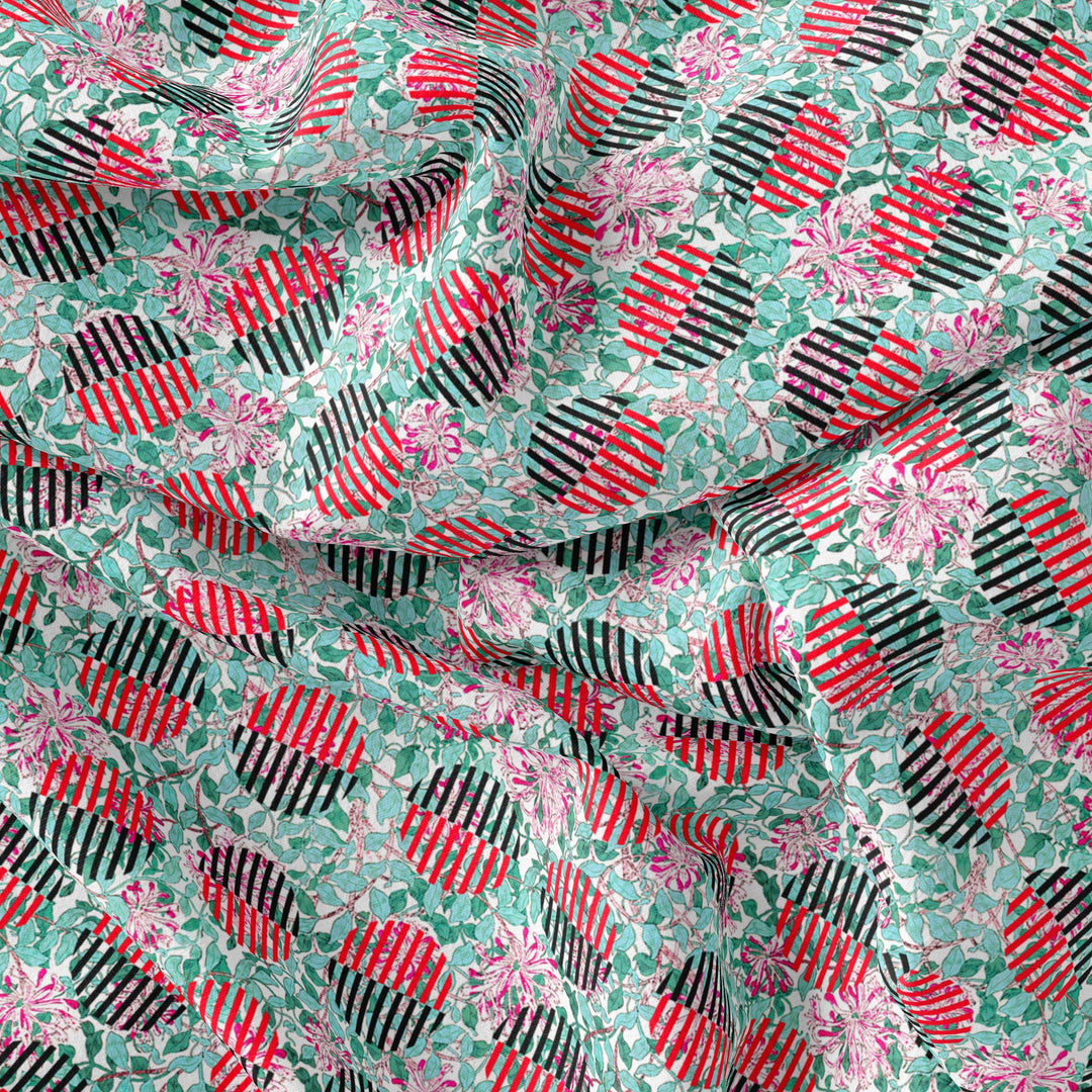Romantic Valley Of Pink Flower Digital Printed Fabric - Cotton - FAB VOGUE Studio®