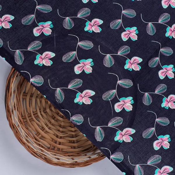 Flowers Floating over Blue Base Digital Printed Fabric – pco 0 ta03001 108 flowers floating over blue base digital printed fabric 2 - alternate view