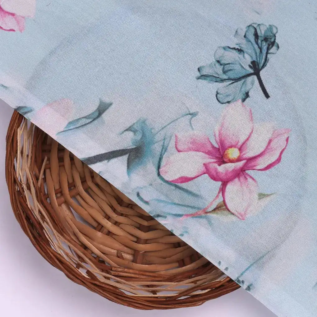 Blue Floral Digital Printed Fabric - Pure Cotton – pco 0 ta05260blue 108 blue floral digital printed fabric pure cotton 2