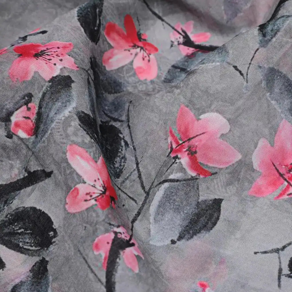 Rustic Looked Pink Flower Digital Printed Fabric - Pure Cotton – pco 0 ta05430 108 rustic looked pink flower digital printed fabric pure cotton 3