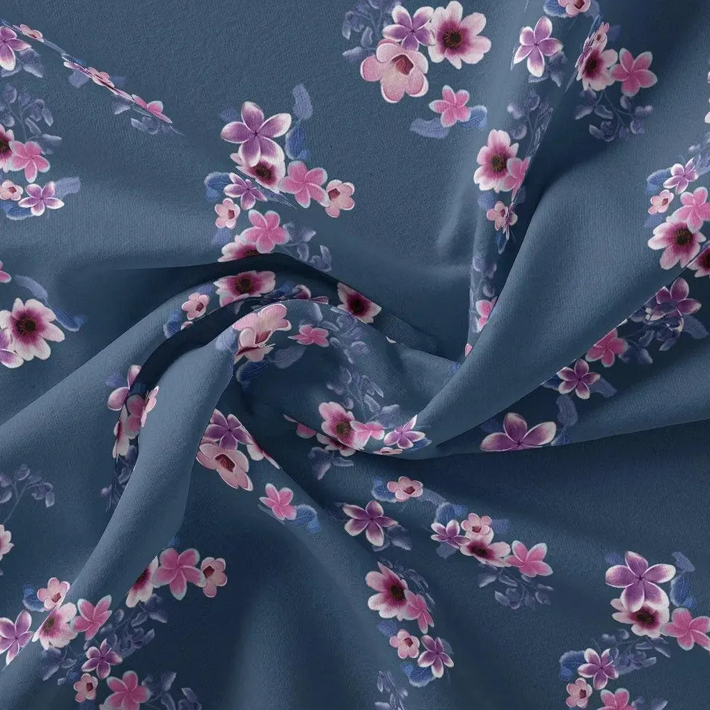 Pinkish Flowers With Neavy Blue Digital Printed Fabric - Pure Cotton – pco 0 ta05602 108 pinkish flowers with neavy blue digital printed fabric pure cotton 3