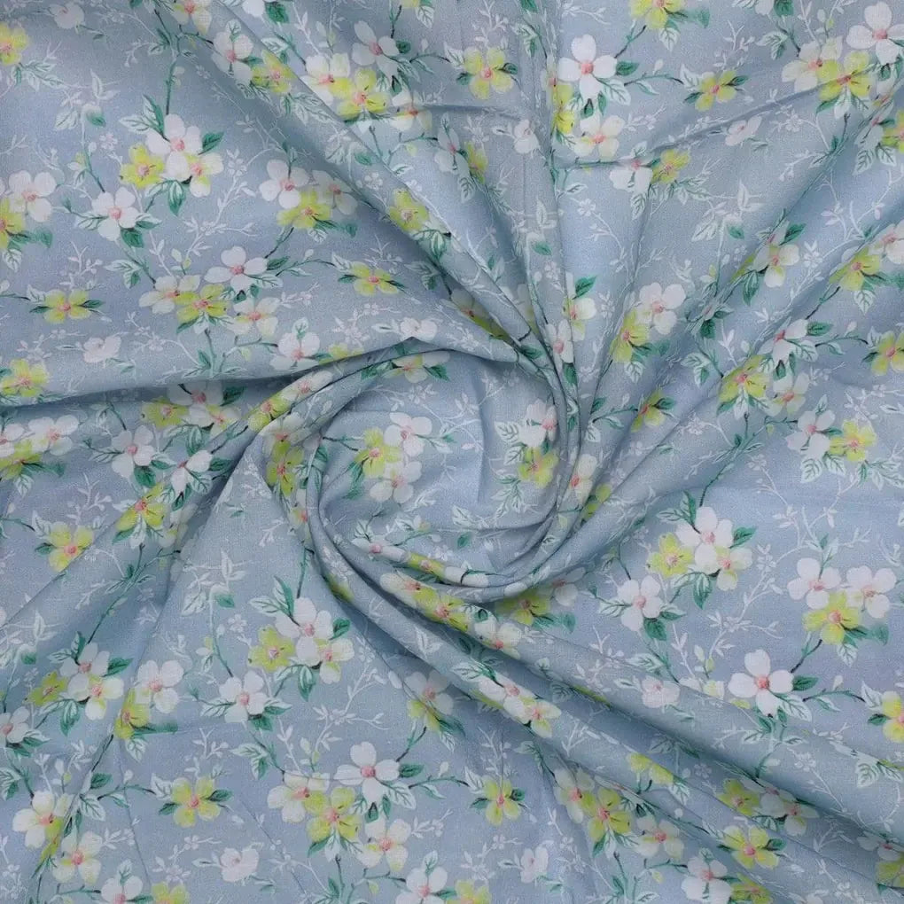 Beautiful White Jasmine Valley Flower Digital Printed Fabric - Pure Cotton – pco 0 ta05677 108 beautiful white jasmine valley flower digital printed fabric pure cotton 1