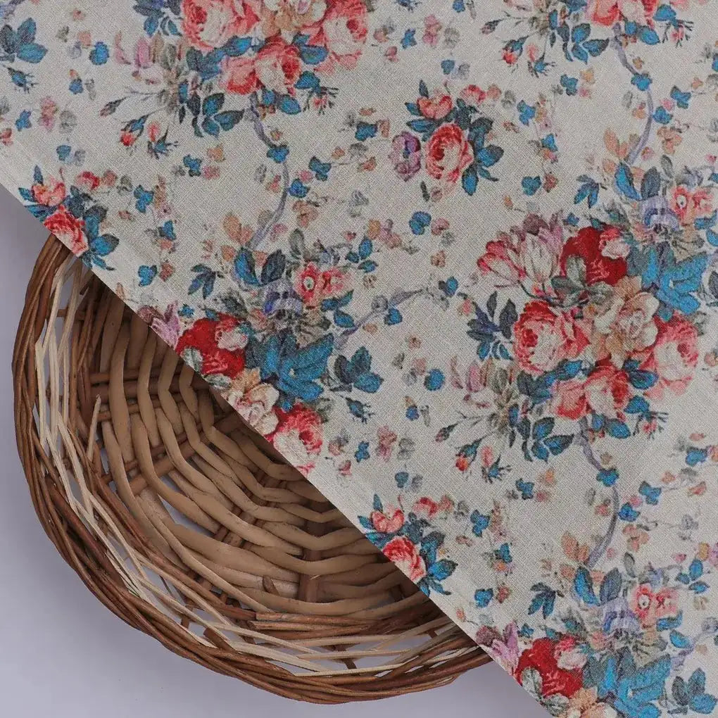Beautiful Ditsy Flowers On Blue Digital Printed Fabric - Pure Cotton – pco 0 ta05681 108 beautiful ditsy flowers on blue digital printed fabric pure cotton 2