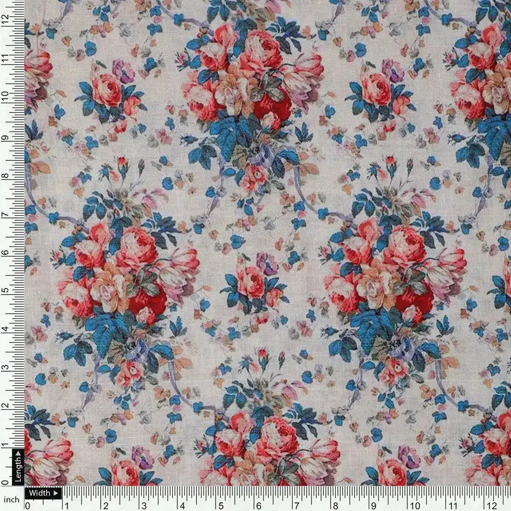 Beautiful Ditsy Flowers On Blue Digital Printed Fabric - Pure Cotton – pco 0 ta05681 108 beautiful ditsy flowers on blue digital printed fabric pure cotton 4