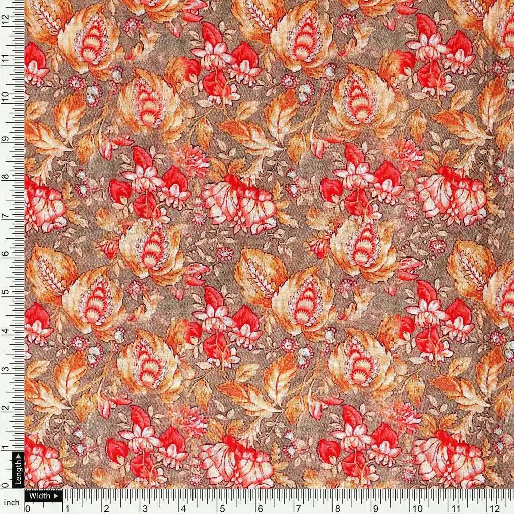 Decorative Leaves With Chiku Brown Digital Printed Fabric - Pure Cotton – pco 0 ta05682 108 decorative leaves with chiku brown digital printed fabric pure cotton 4