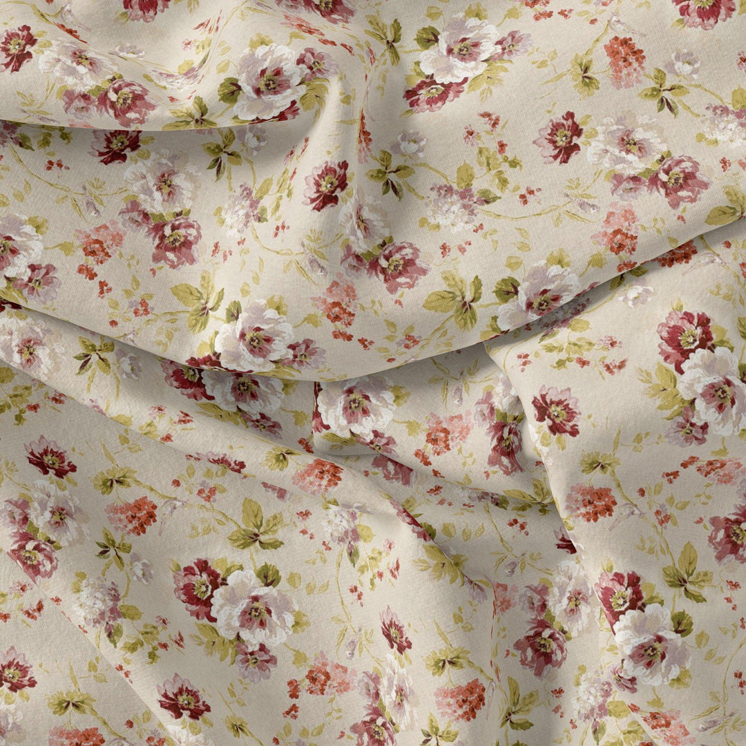Watercolour Paint English Flower Digital Printed Fabric - Cotton - FAB VOGUE Studio®