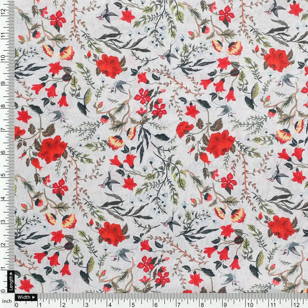 Jungle Wally Of Flower With Humming Bird Digital Printed Fabric - Cotton – pco 0 ta05760 108 jungle wally of flower with humming bird digital printed fabric cotton 4