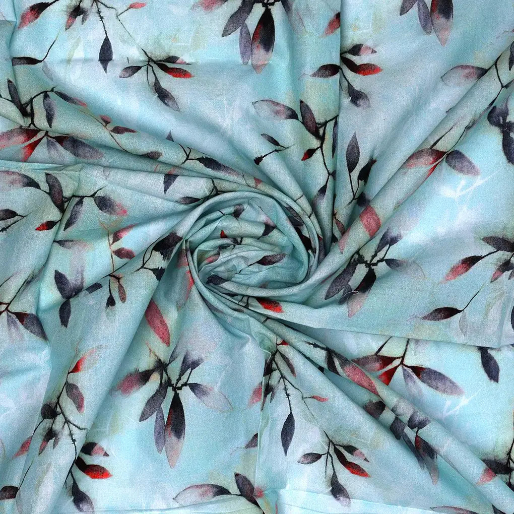 Attractive Sky Blue Leaves Digital Printed Fabric - Pure Cotton – pco 0 ta05861p2 108 attractive sky blue leaves digital printed fabric pure cotton 1