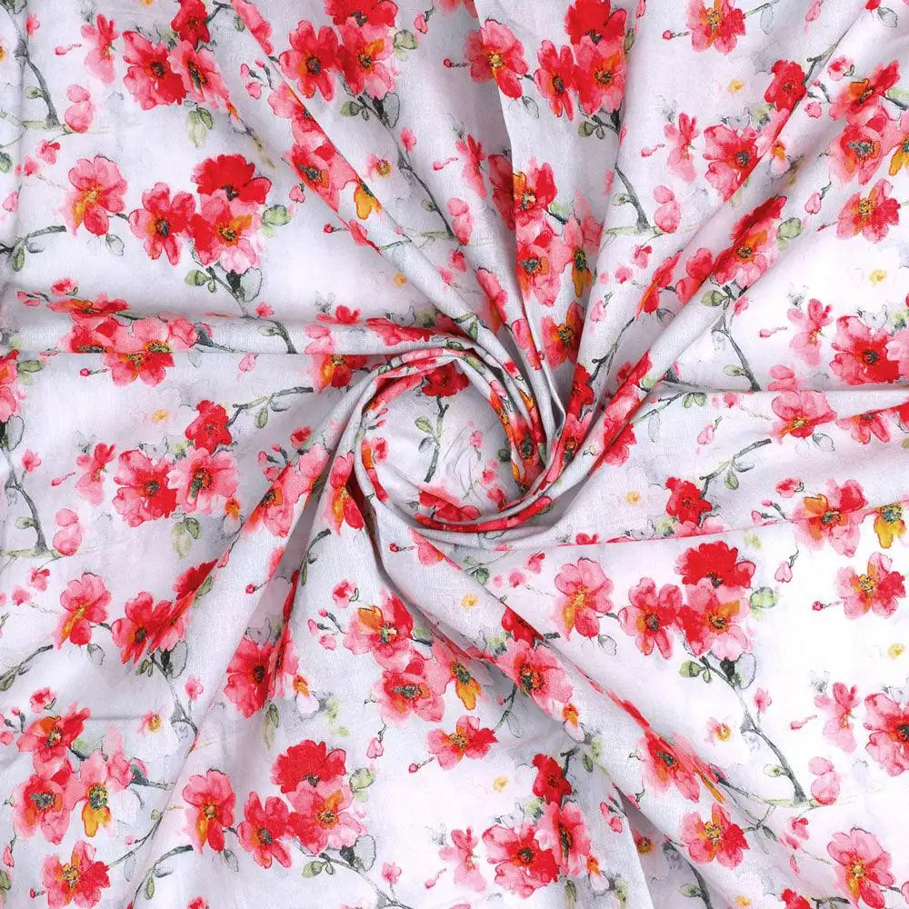 Red Violet Flower Green Buds Digital Printed Fabric - Pure Cotton – pco 0 ta06067 108 red violet flower green buds digital printed fabric pure cotton 1