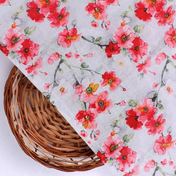 Red Violet Flower Green Buds Digital Printed Fabric - Pure Cotton – pco 0 ta06067 108 red violet flower green buds digital printed fabric pure cotton 2 - alternate view