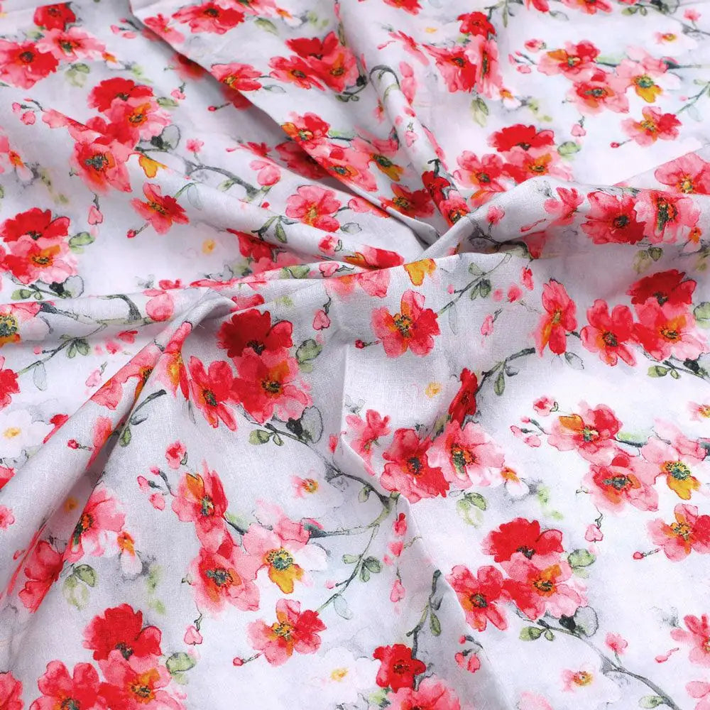 Red Violet Flower Green Buds Digital Printed Fabric - Pure Cotton – pco 0 ta06067 108 red violet flower green buds digital printed fabric pure cotton 3